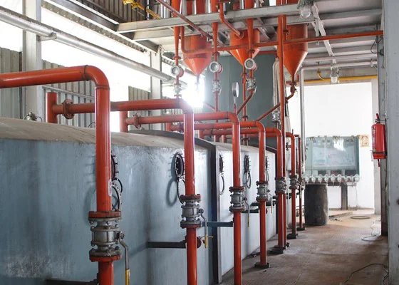 Pipes and processing vessels inside the Nagpur extraction plant